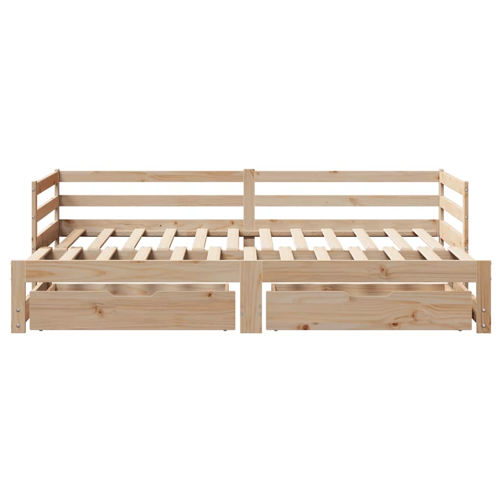 Slaapbank met onderschuifbed en lades zonder matras 80x200 cm is nu te koop bij PeponiXL, paradijselijk wonen!
