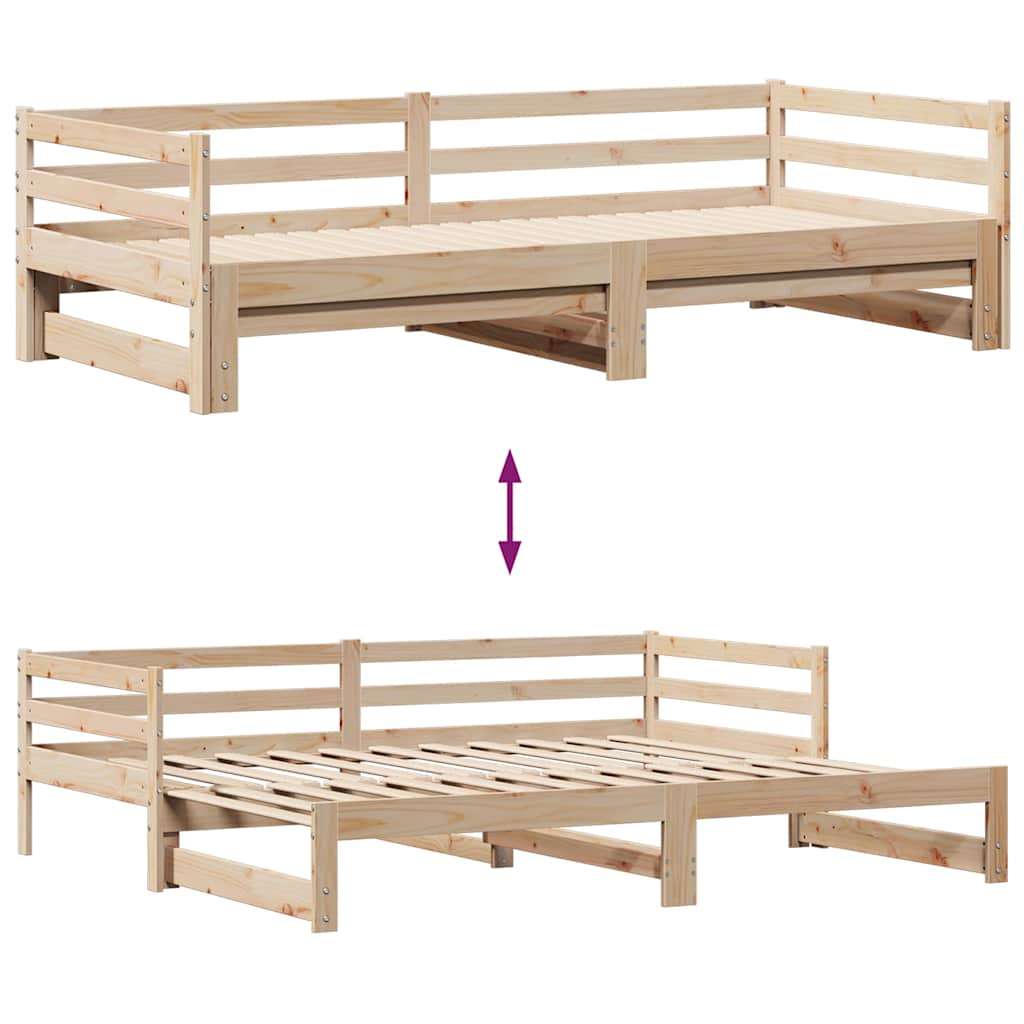 Slaapbank met onderschuifbed en lades zonder matras 80x200 cm is nu te koop bij PeponiXL, paradijselijk wonen!