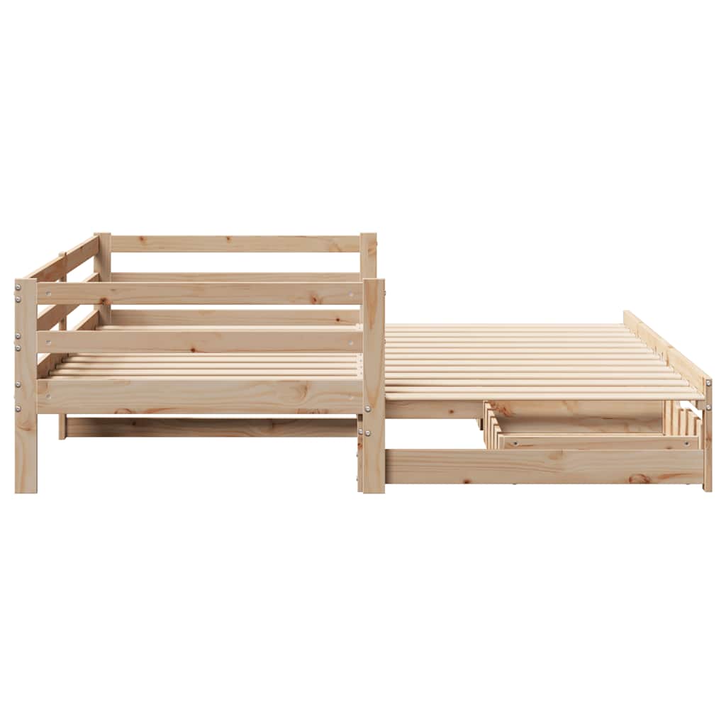 Slaapbank met onderschuifbed en lades zonder matras 80x200 cm is nu te koop bij PeponiXL, paradijselijk wonen!