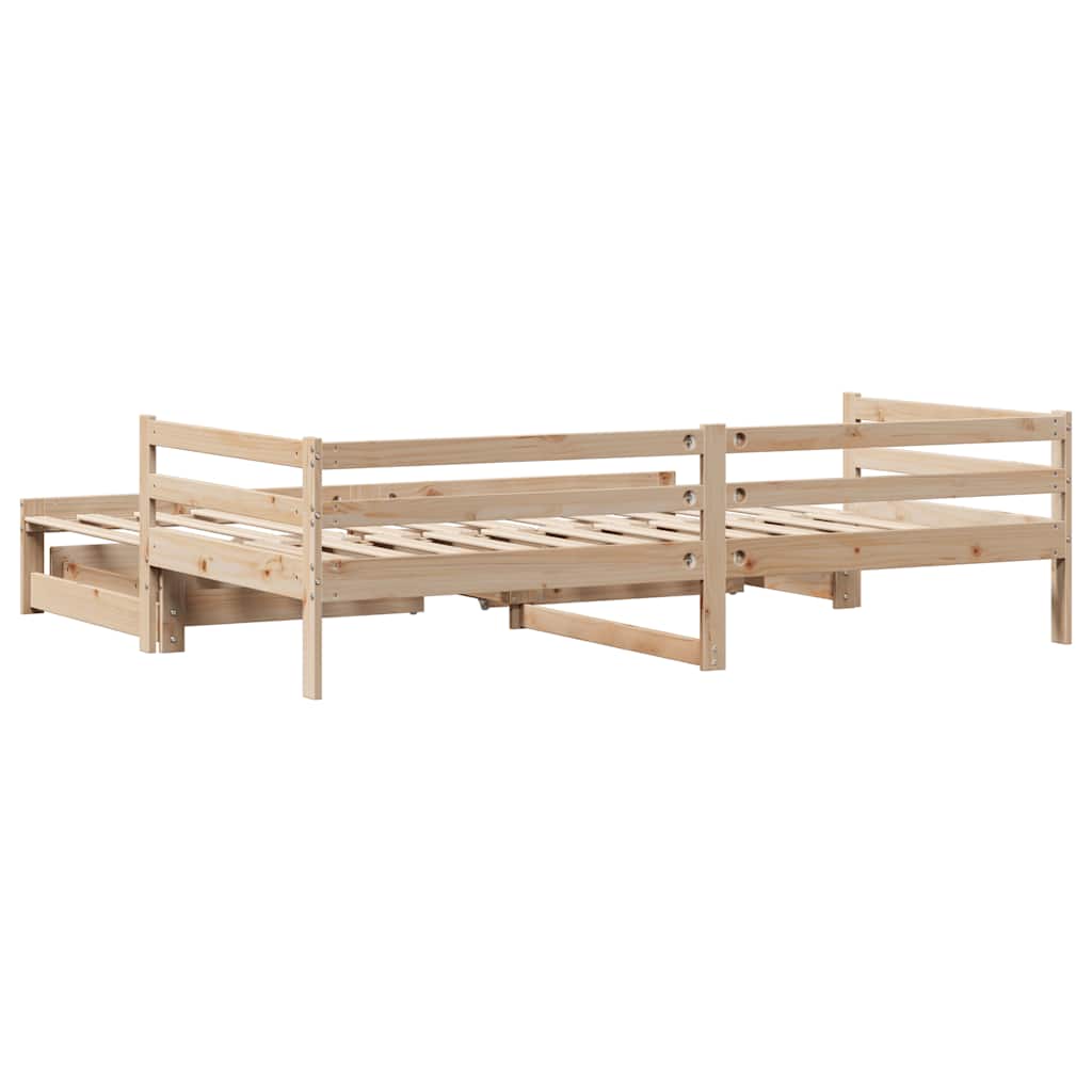 Slaapbank met onderschuifbed en lades zonder matras 80x200 cm is nu te koop bij PeponiXL, paradijselijk wonen!