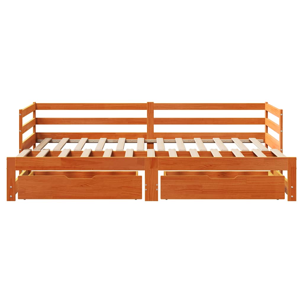 Slaapbank onderschuifbed en lades 80x200 cm grenenhout wasbruin is nu te koop bij PeponiXL, paradijselijk wonen!
