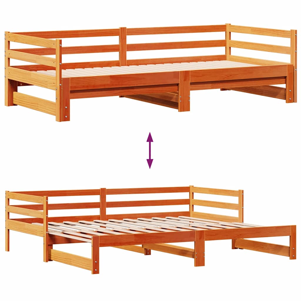 Slaapbank onderschuifbed en lades 80x200 cm grenenhout wasbruin is nu te koop bij PeponiXL, paradijselijk wonen!