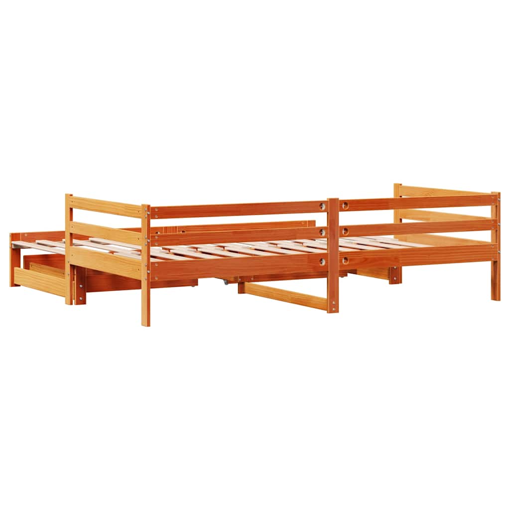 Slaapbank onderschuifbed en lades 80x200 cm grenenhout wasbruin is nu te koop bij PeponiXL, paradijselijk wonen!