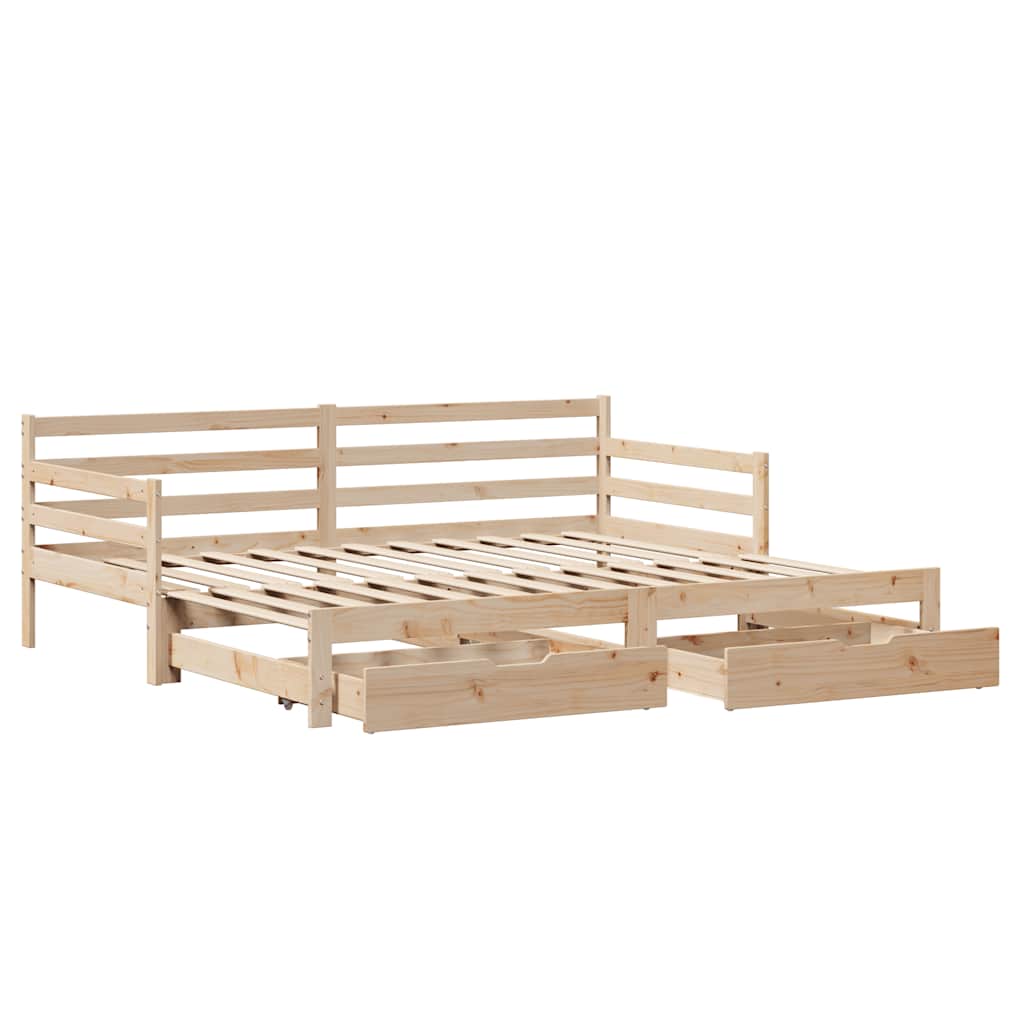 Slaapbank met onderschuifbed en lades zonder matras 90x200 cm is nu te koop bij PeponiXL, paradijselijk wonen!