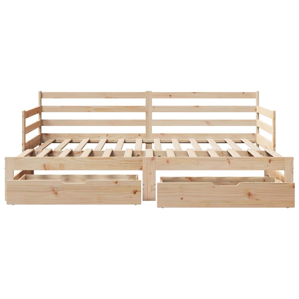 Slaapbank met onderschuifbed en lades zonder matras 90x200 cm is nu te koop bij PeponiXL, paradijselijk wonen!
