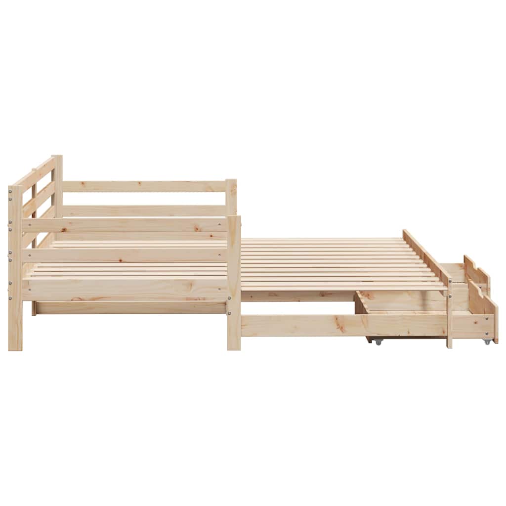 Slaapbank met onderschuifbed en lades zonder matras 90x200 cm is nu te koop bij PeponiXL, paradijselijk wonen!