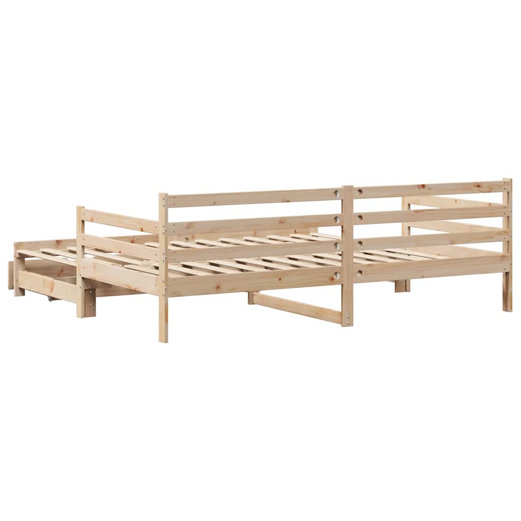 Slaapbank met onderschuifbed en lades zonder matras 90x200 cm is nu te koop bij PeponiXL, paradijselijk wonen!