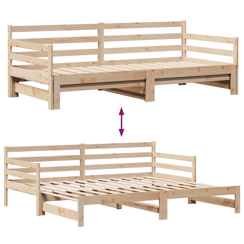Slaapbank met onderschuifbed en lades zonder matras 90x200 cm is nu te koop bij PeponiXL, paradijselijk wonen!