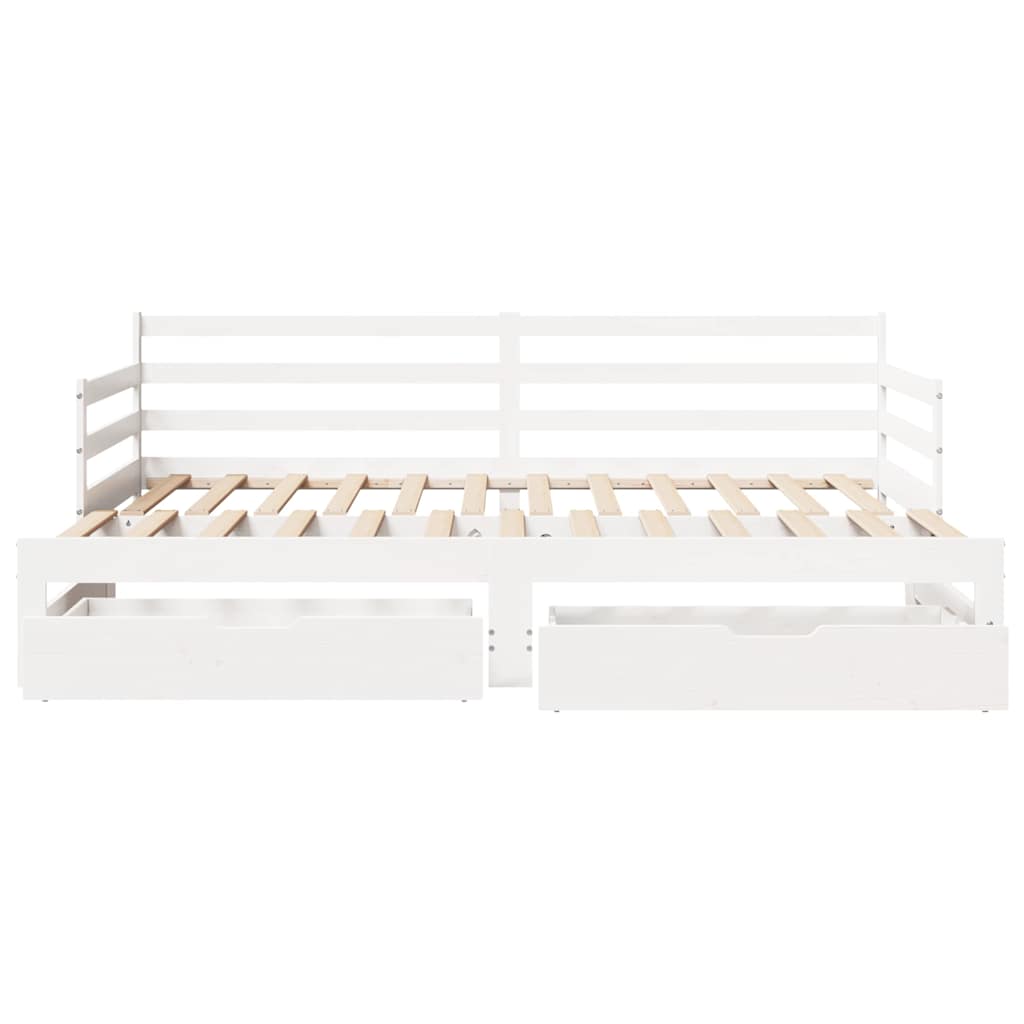 Slaapbank met onderschuifbed/lades zonder matras 90x200 cm wit is nu te koop bij PeponiXL, paradijselijk wonen!