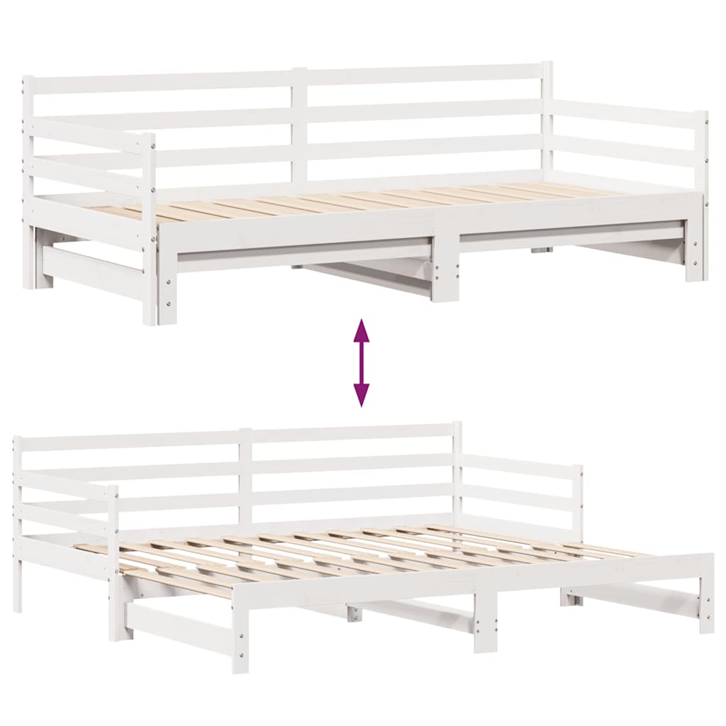 Slaapbank met onderschuifbed/lades zonder matras 90x200 cm wit is nu te koop bij PeponiXL, paradijselijk wonen!