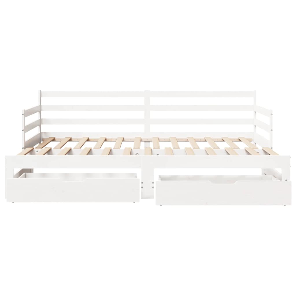 Slaapbank met onderschuifbed/lades zonder matras 90x190 cm wit is nu te koop bij PeponiXL, paradijselijk wonen!