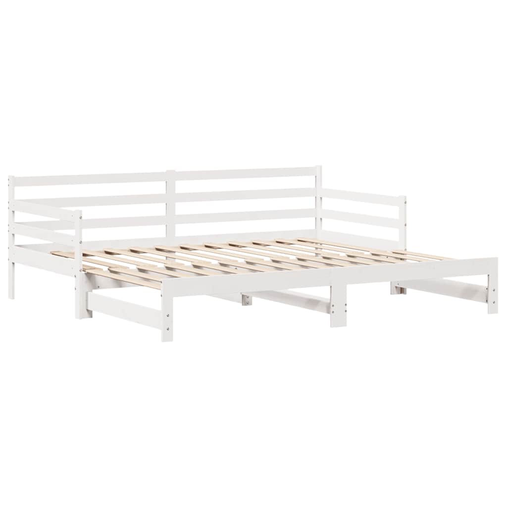 Slaapbank met onderschuifbed/lades zonder matras 90x190 cm wit is nu te koop bij PeponiXL, paradijselijk wonen!
