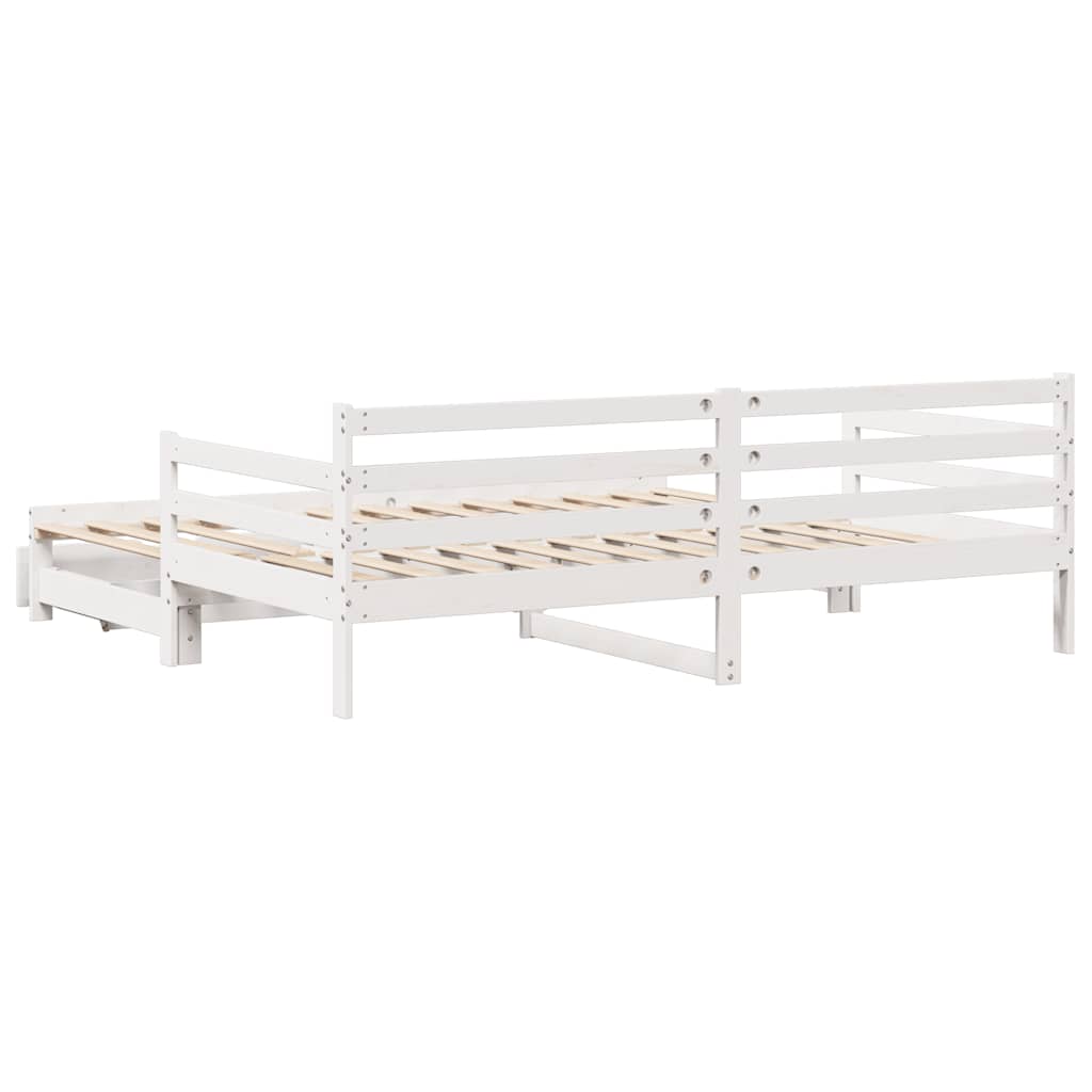 Slaapbank met onderschuifbed/lades zonder matras 90x190 cm wit is nu te koop bij PeponiXL, paradijselijk wonen!