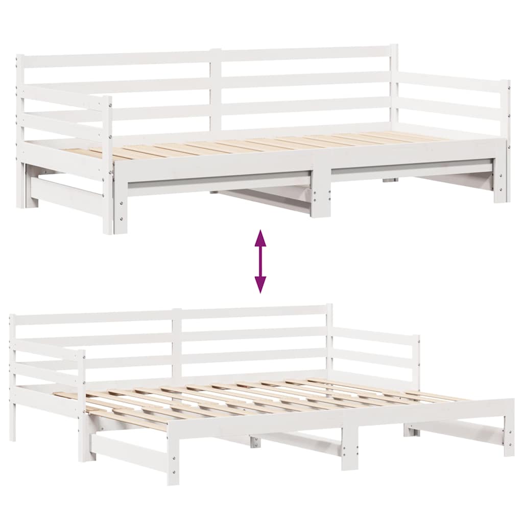 Slaapbank met onderschuifbed/lades zonder matras 90x190 cm wit is nu te koop bij PeponiXL, paradijselijk wonen!