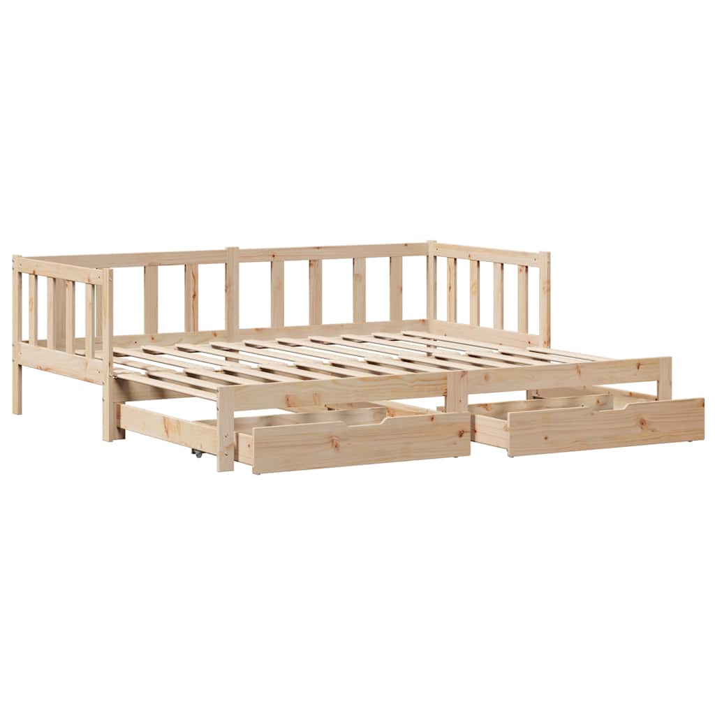 Slaapbank met onderschuifbed en lades zonder matras 80x200 cm is nu te koop bij PeponiXL, paradijselijk wonen!