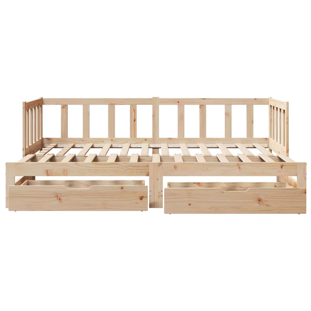 Slaapbank met onderschuifbed en lades zonder matras 80x200 cm is nu te koop bij PeponiXL, paradijselijk wonen!