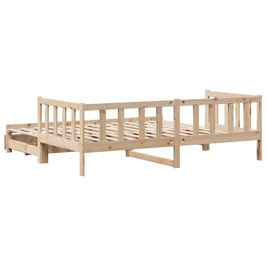 Slaapbank met onderschuifbed en lades zonder matras 80x200 cm is nu te koop bij PeponiXL, paradijselijk wonen!