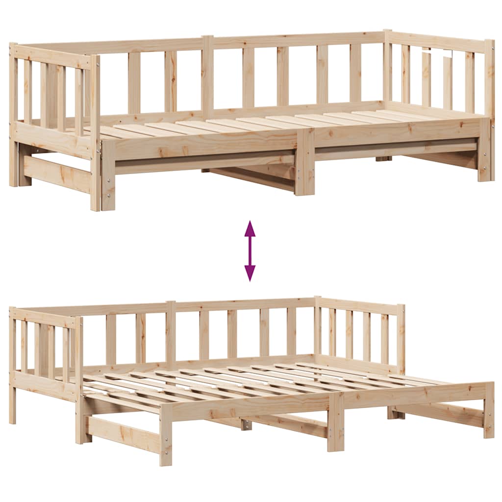 Slaapbank met onderschuifbed en lades zonder matras 80x200 cm is nu te koop bij PeponiXL, paradijselijk wonen!