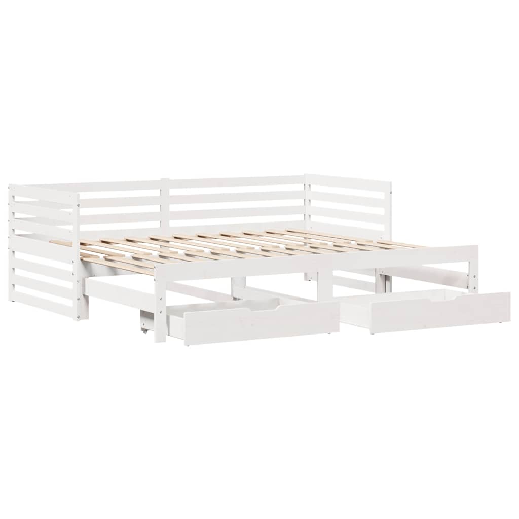 Slaapbank met lades 90x200 cm massief grenenhout wit is nu te koop bij PeponiXL, paradijselijk wonen!