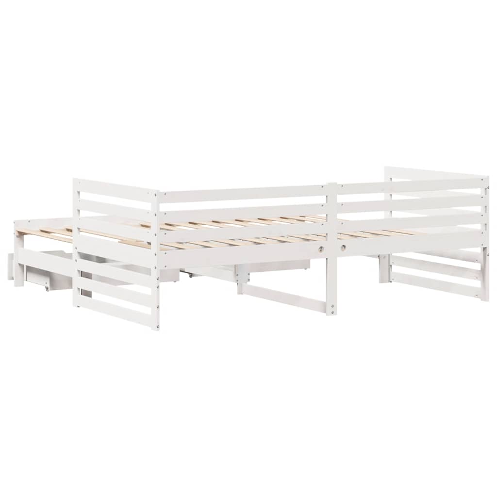 Slaapbank met lades 90x200 cm massief grenenhout wit is nu te koop bij PeponiXL, paradijselijk wonen!