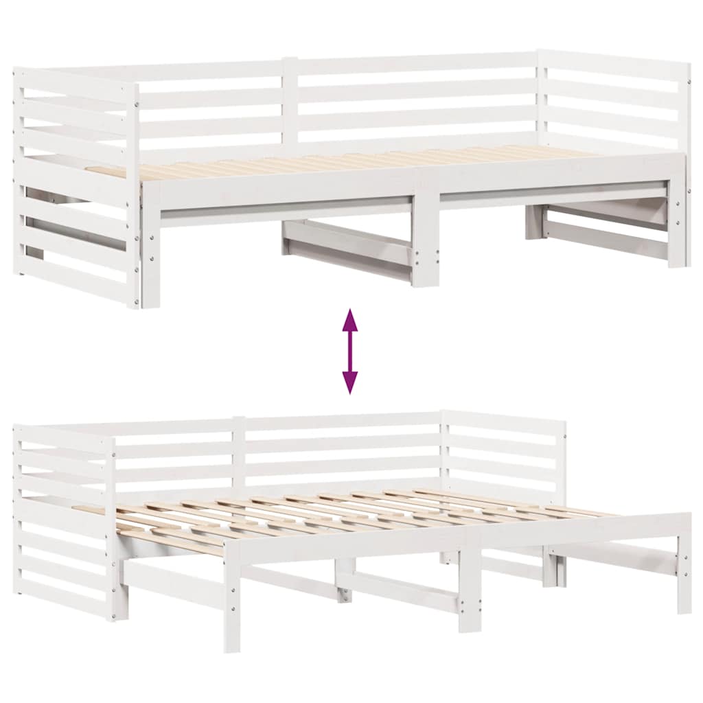 Slaapbank met lades 90x200 cm massief grenenhout wit is nu te koop bij PeponiXL, paradijselijk wonen!