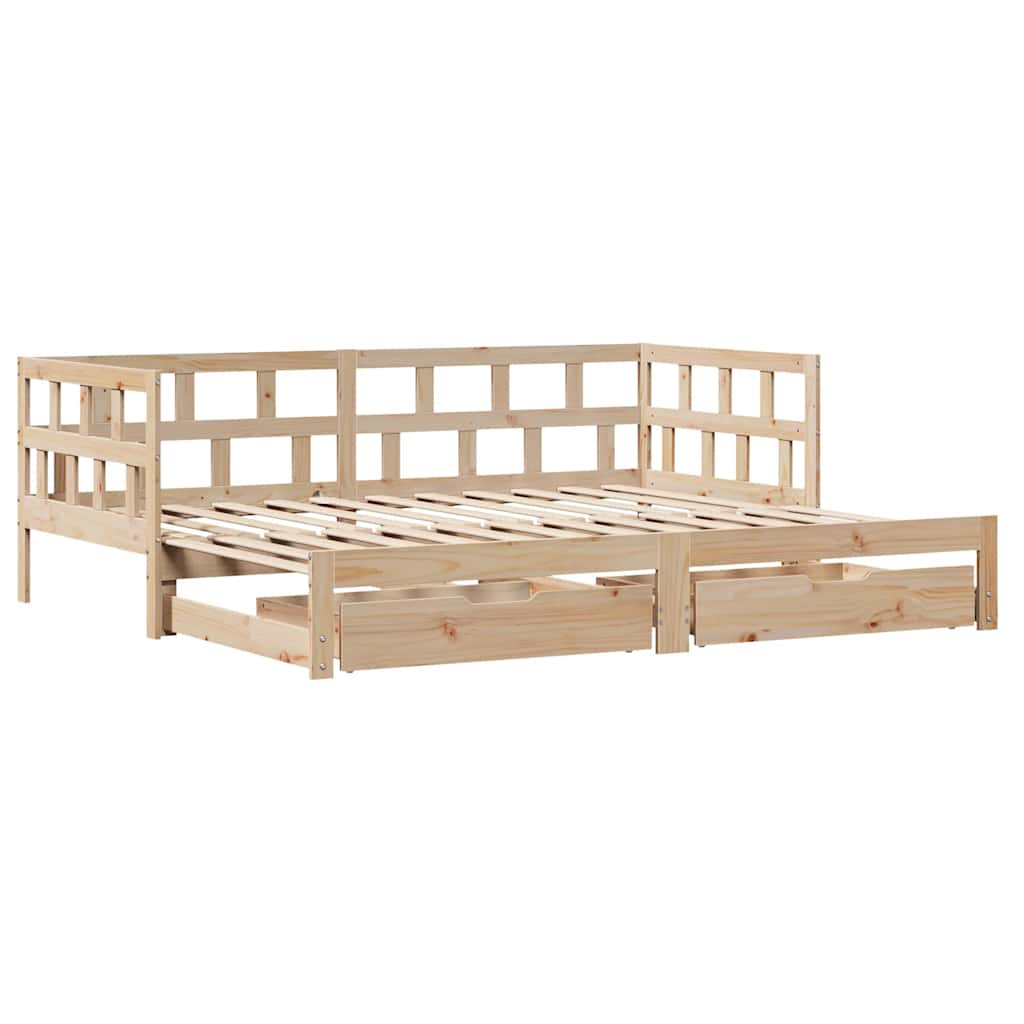 Slaapbank met onderschuifbed en lades zonder matras 80x200 cm is nu te koop bij PeponiXL, paradijselijk wonen!