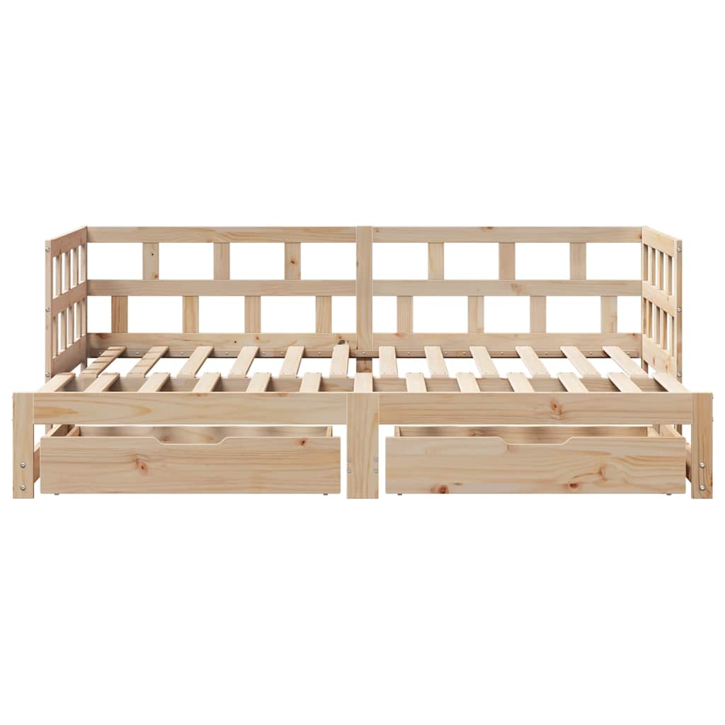 Slaapbank met onderschuifbed en lades zonder matras 80x200 cm is nu te koop bij PeponiXL, paradijselijk wonen!