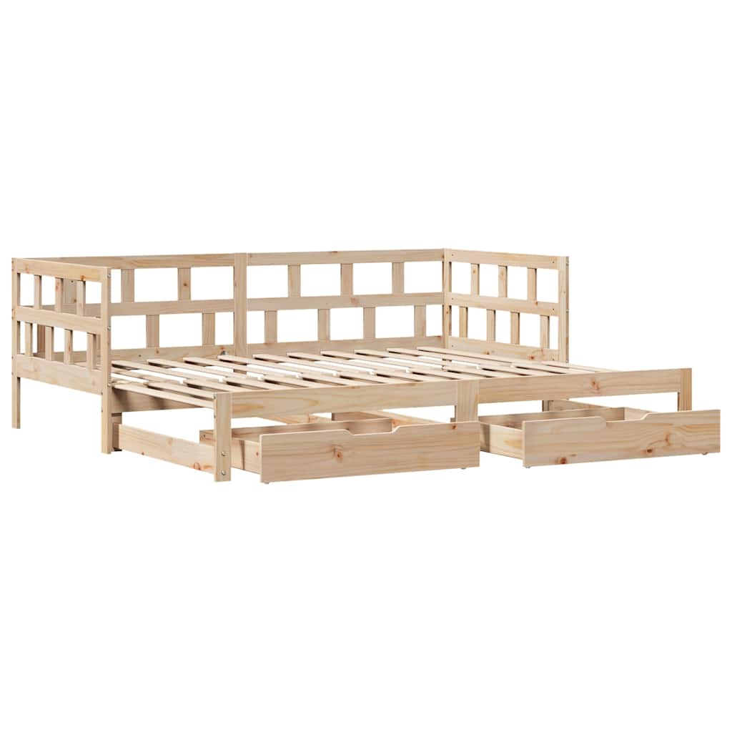 Slaapbank met onderschuifbed en lades zonder matras 80x200 cm is nu te koop bij PeponiXL, paradijselijk wonen!