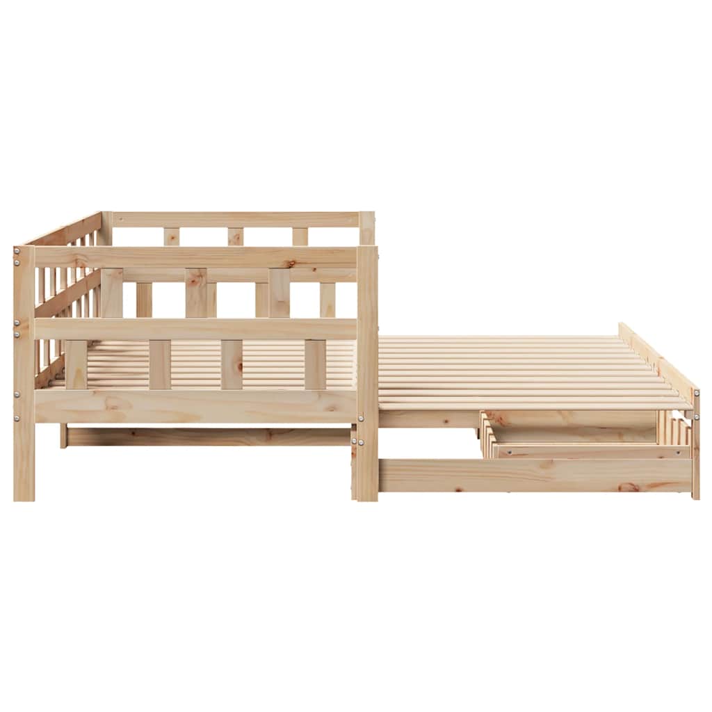 Slaapbank met onderschuifbed en lades zonder matras 80x200 cm is nu te koop bij PeponiXL, paradijselijk wonen!