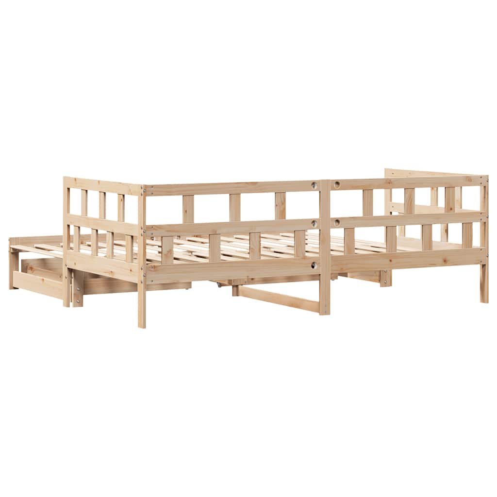 Slaapbank met onderschuifbed en lades zonder matras 80x200 cm is nu te koop bij PeponiXL, paradijselijk wonen!
