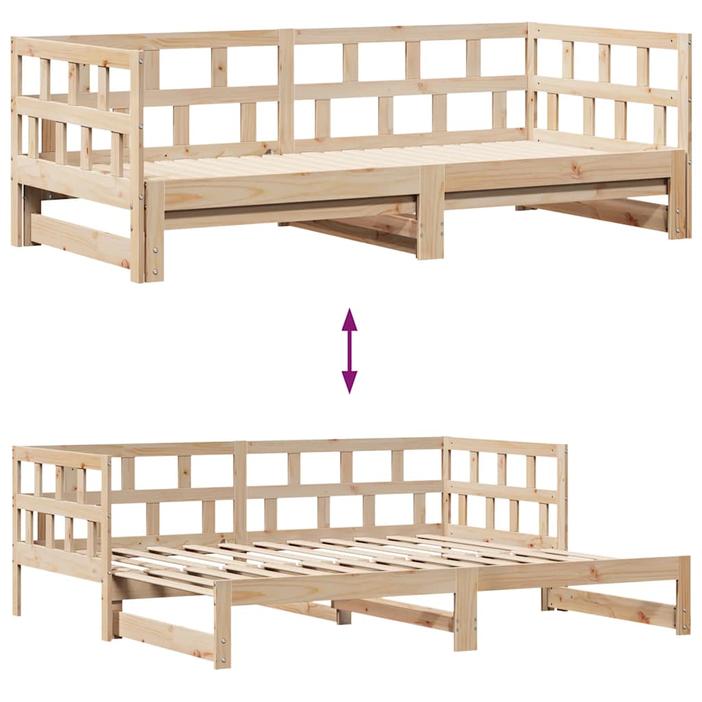 Slaapbank met onderschuifbed en lades zonder matras 80x200 cm is nu te koop bij PeponiXL, paradijselijk wonen!