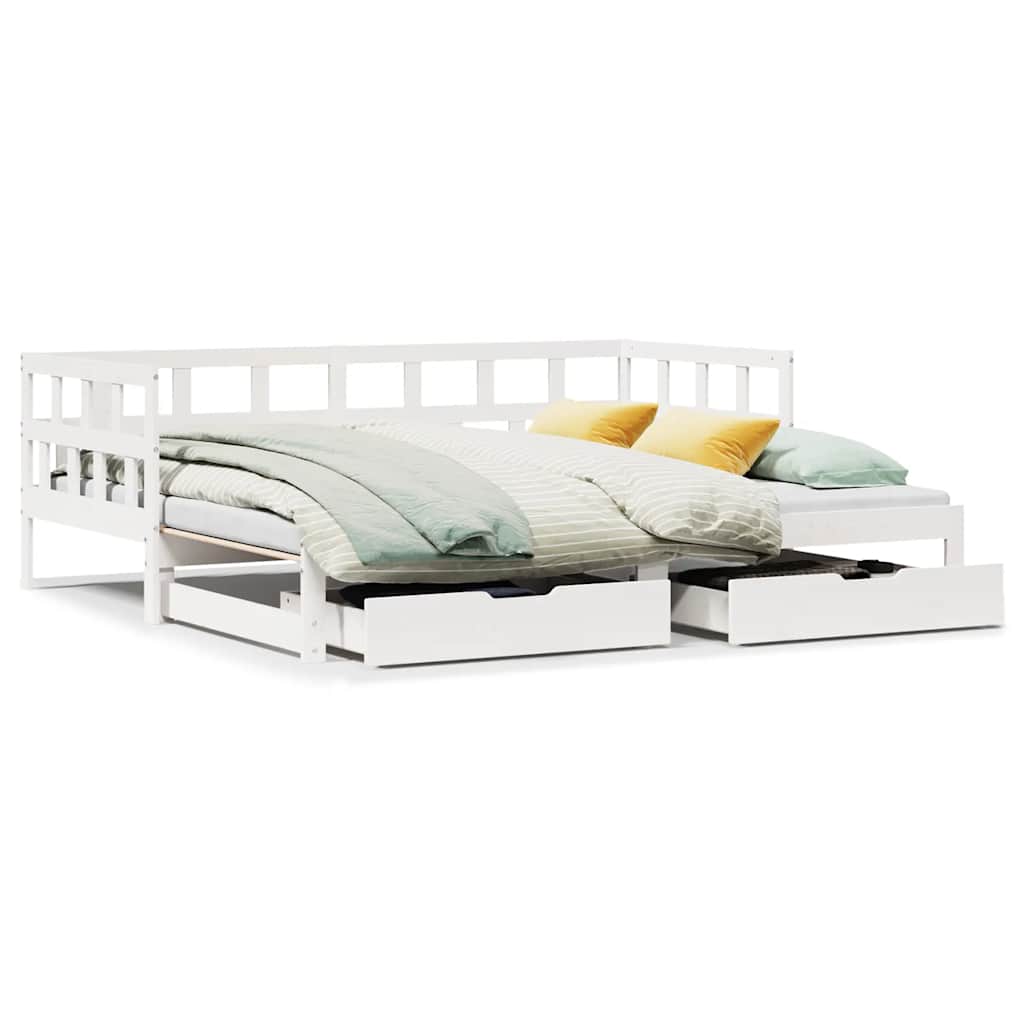 Slaapbank met onderschuifbed/lades zonder matras 80x200 cm wit is nu te koop bij PeponiXL, paradijselijk wonen!
