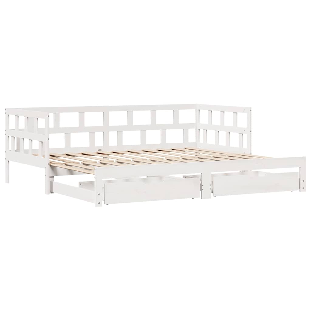 Slaapbank met onderschuifbed/lades zonder matras 80x200 cm wit is nu te koop bij PeponiXL, paradijselijk wonen!