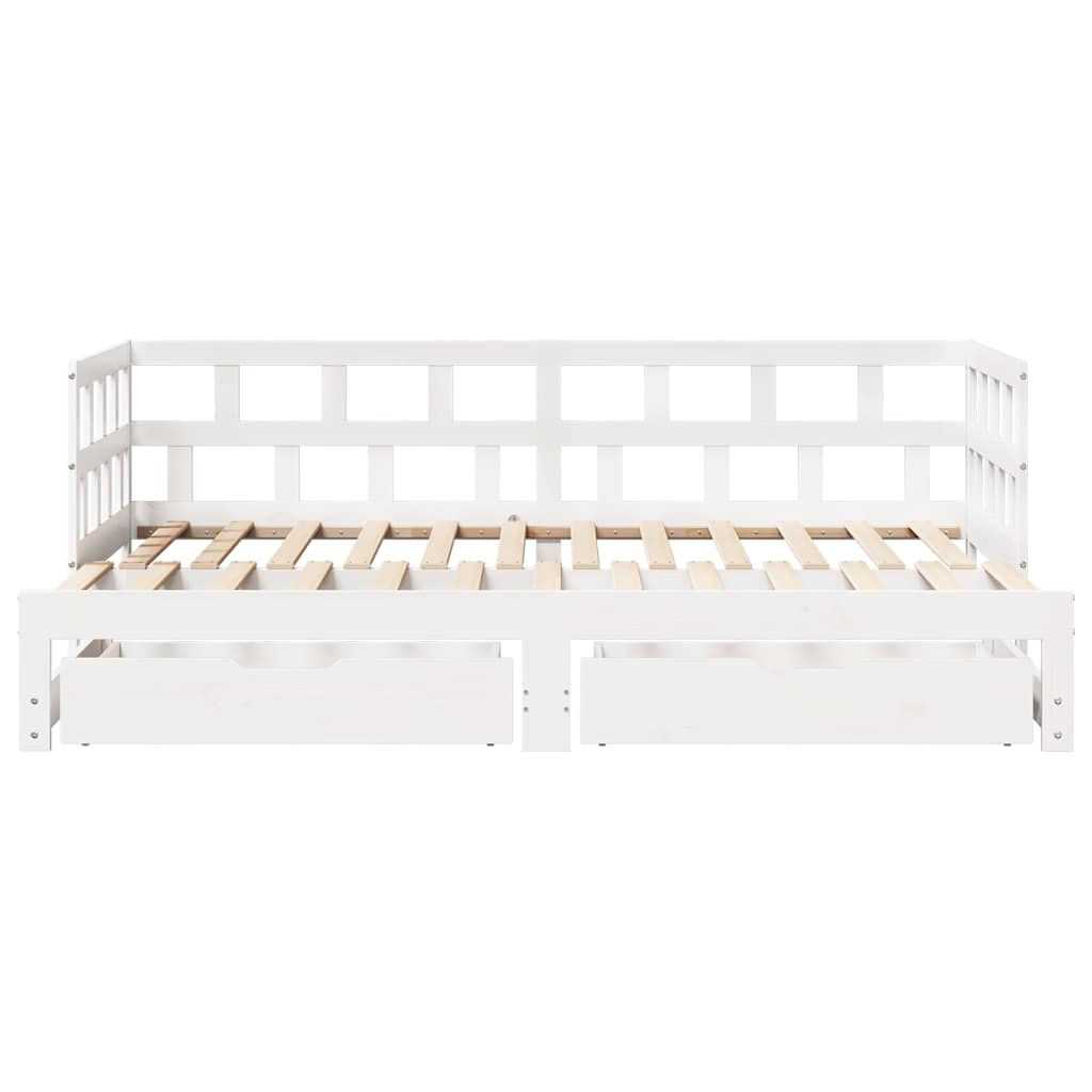 Slaapbank met onderschuifbed/lades zonder matras 80x200 cm wit is nu te koop bij PeponiXL, paradijselijk wonen!