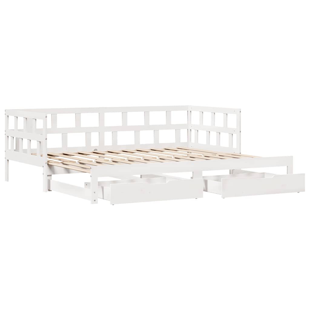 Slaapbank met onderschuifbed/lades zonder matras 80x200 cm wit is nu te koop bij PeponiXL, paradijselijk wonen!