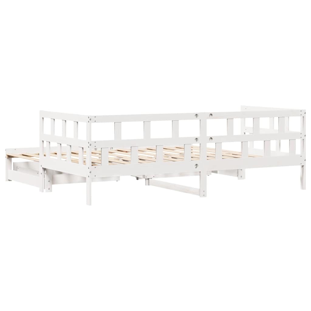 Slaapbank met onderschuifbed/lades zonder matras 80x200 cm wit is nu te koop bij PeponiXL, paradijselijk wonen!