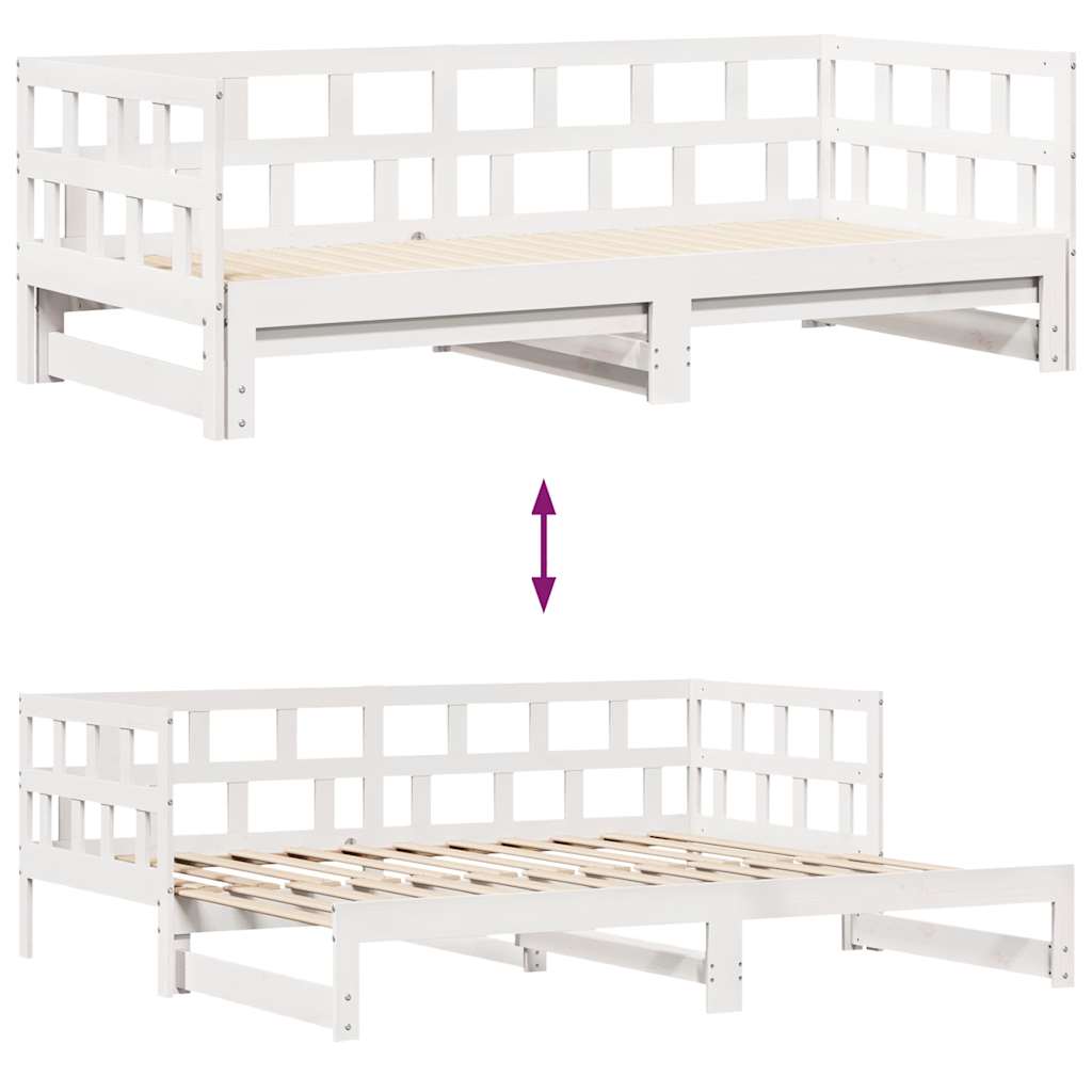 Slaapbank met onderschuifbed/lades zonder matras 80x200 cm wit is nu te koop bij PeponiXL, paradijselijk wonen!