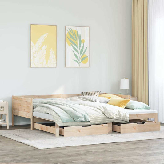 Slaapbank met onderschuifbed en lades zonder matras 80x200 cm is nu te koop bij PeponiXL, paradijselijk wonen!