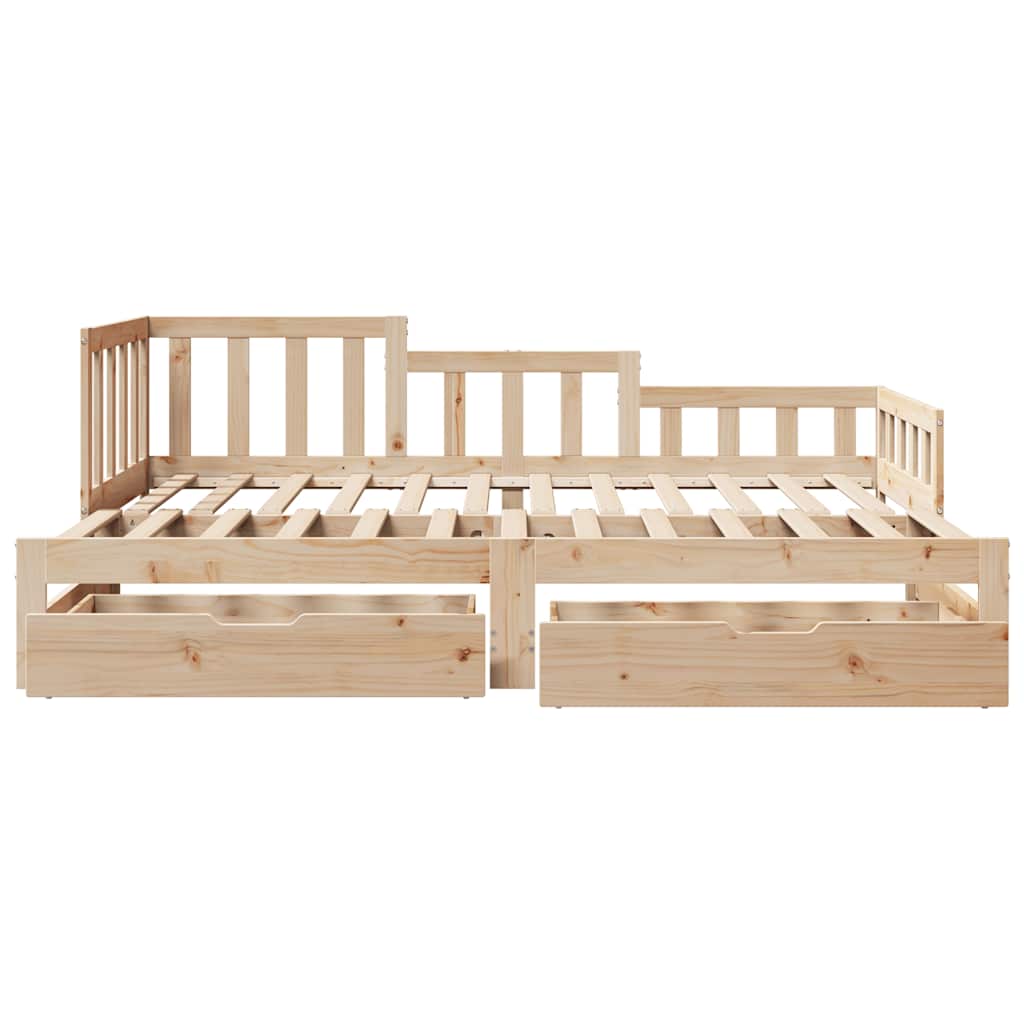 Slaapbank met onderschuifbed en lades zonder matras 90x200 cm is nu te koop bij PeponiXL, paradijselijk wonen!