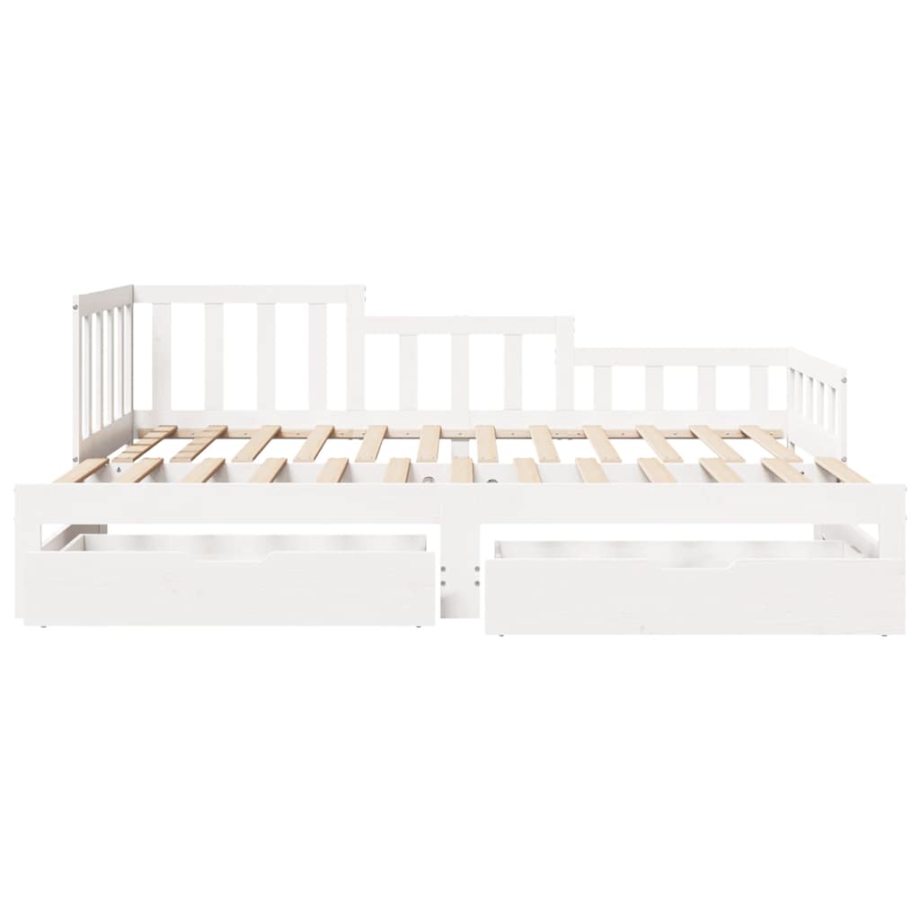 Slaapbank met onderschuifbed/lades zonder matras 90x190 cm wit is nu te koop bij PeponiXL, paradijselijk wonen!