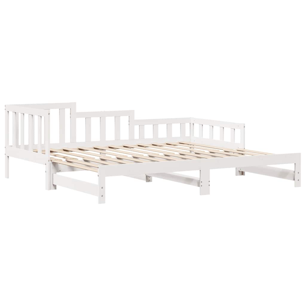 Slaapbank met onderschuifbed/lades zonder matras 90x190 cm wit is nu te koop bij PeponiXL, paradijselijk wonen!