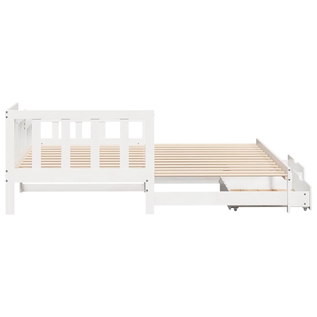 Slaapbank met onderschuifbed/lades zonder matras 90x190 cm wit is nu te koop bij PeponiXL, paradijselijk wonen!