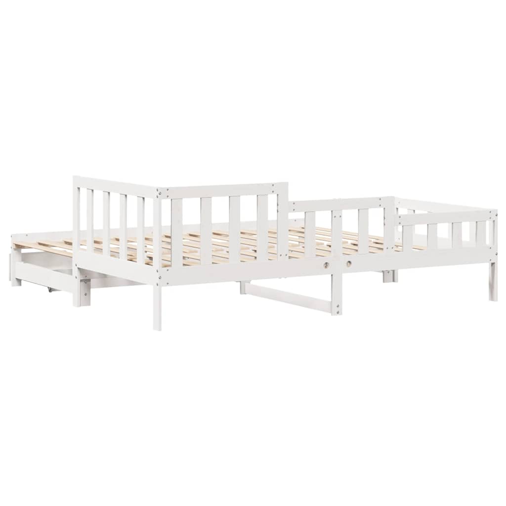 Slaapbank met onderschuifbed/lades zonder matras 90x190 cm wit is nu te koop bij PeponiXL, paradijselijk wonen!