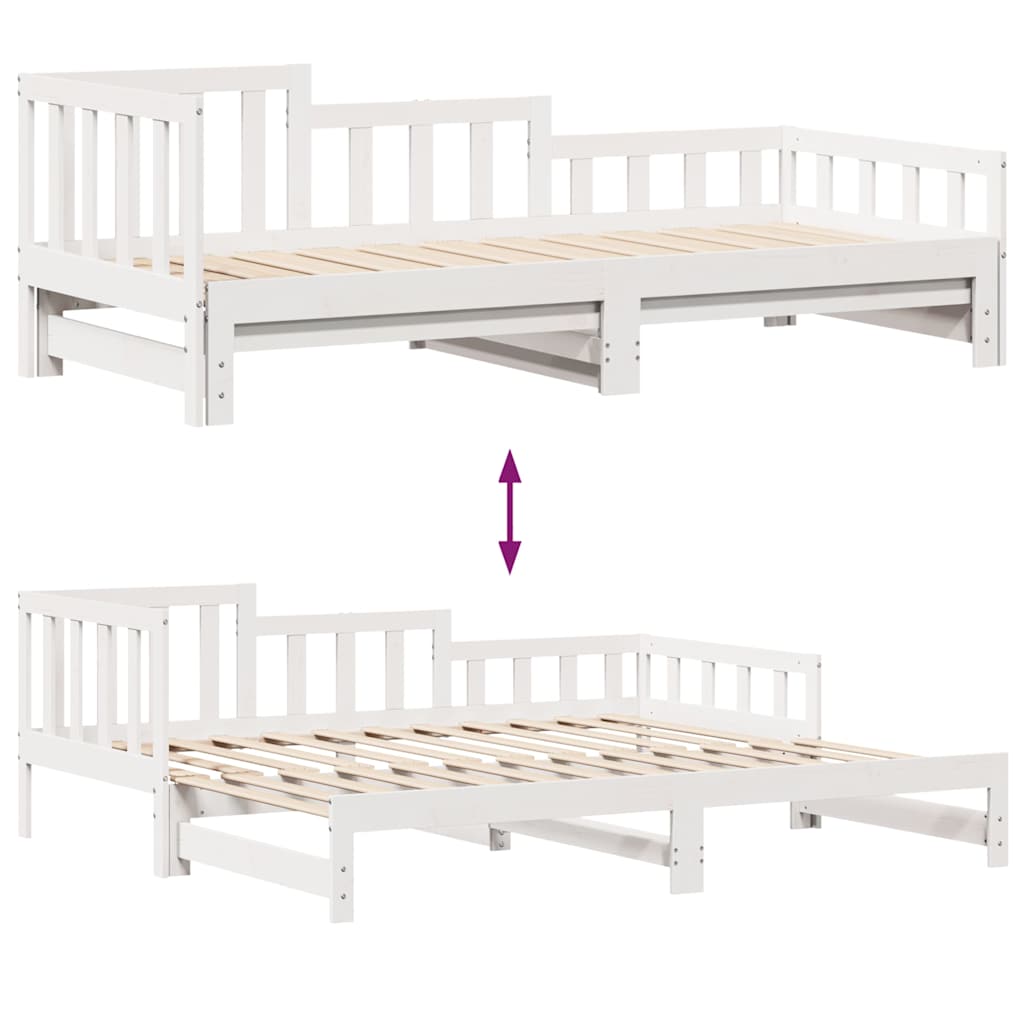 Slaapbank met onderschuifbed/lades zonder matras 90x190 cm wit is nu te koop bij PeponiXL, paradijselijk wonen!