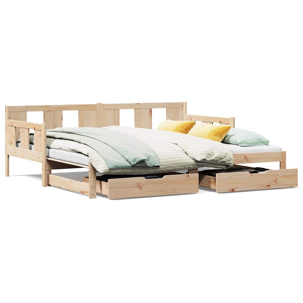Slaapbank met onderschuifbed en lades zonder matras 90x200 cm is nu te koop bij PeponiXL, paradijselijk wonen!