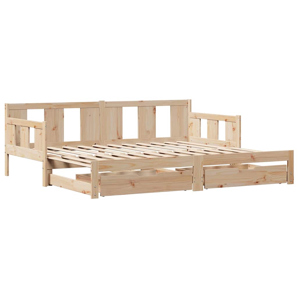 Slaapbank met onderschuifbed en lades zonder matras 90x200 cm is nu te koop bij PeponiXL, paradijselijk wonen!