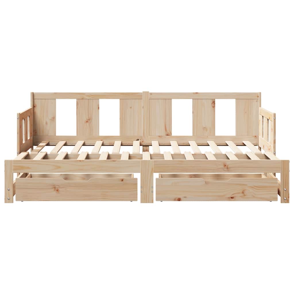Slaapbank met onderschuifbed en lades zonder matras 90x200 cm is nu te koop bij PeponiXL, paradijselijk wonen!