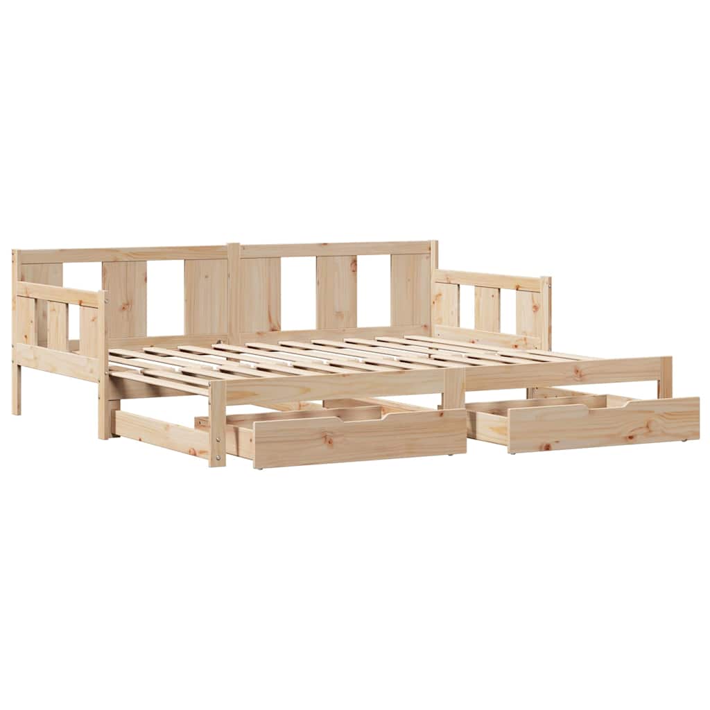 Slaapbank met onderschuifbed en lades zonder matras 90x200 cm is nu te koop bij PeponiXL, paradijselijk wonen!