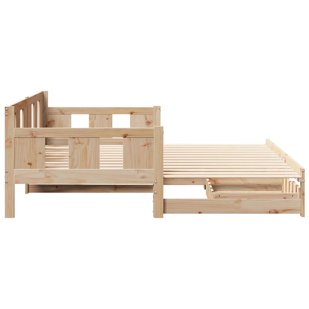 Slaapbank met onderschuifbed en lades zonder matras 90x200 cm is nu te koop bij PeponiXL, paradijselijk wonen!