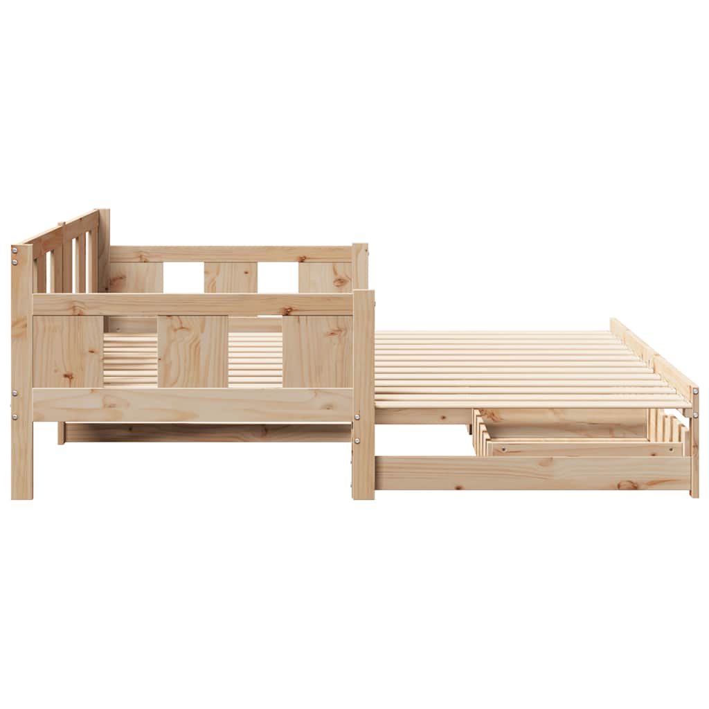 Slaapbank met onderschuifbed en lades zonder matras 80x200 cm is nu te koop bij PeponiXL, paradijselijk wonen!